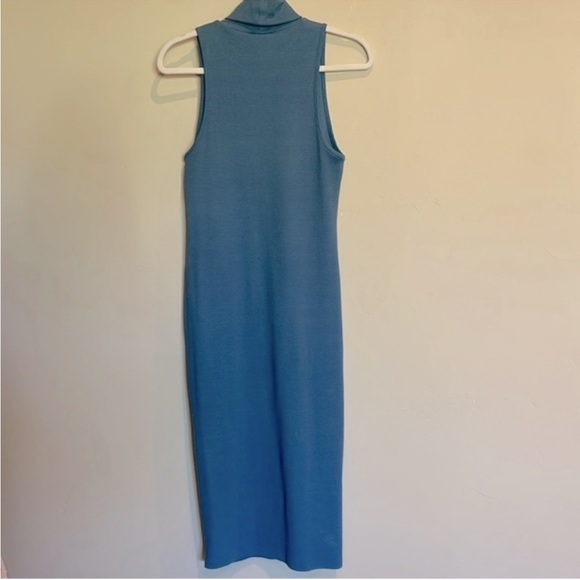 NWOT Zara Sleeveless Mockneck Ribbed Midi-Dress in Blue size L - Picture 9 of 13
